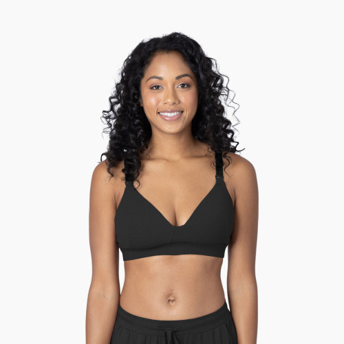 Kindred Bravely Ribbed Signature Cotton Nursing & Maternity Bra - Black, X-Large