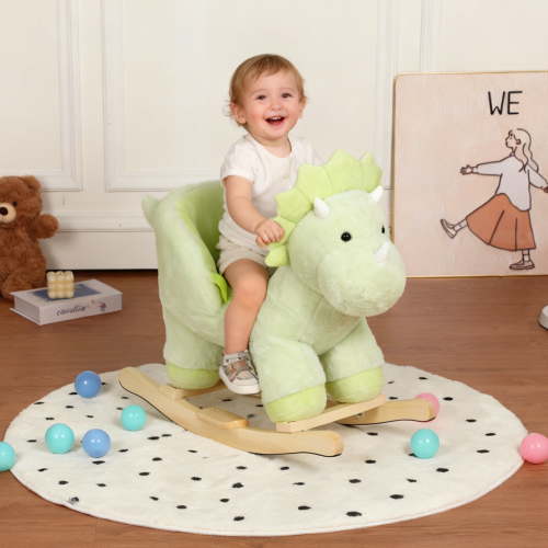 Alvantor Kids Ride on Rocking Horse for 1-3 Years Plush Dinosaur Rocking Toy with Music and Safety Belt Green