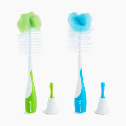 Munchkin Sponge Bottle and Nipple Brush (2 Pack) - Colors May Vary