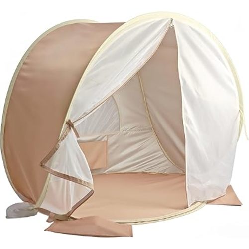 Baby Beach Tent with UV Protection, Portable Baby Beach Essentials, 37"x29"x33" Pop Up Baby Tent Outdoor | 1.2lbs Lightweight, Sand-Proof Mesh Door, 4 Steel Stakes & Carry Bag