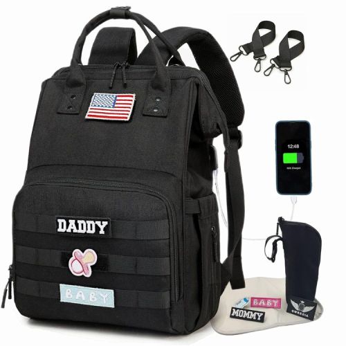 Mommy-Daddy Waterproof Diaper Bag Backpack (25L) - Black