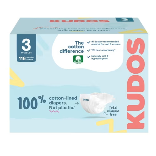 Kudos Organic Cotton Lined Diapers Size 3 | 116ct