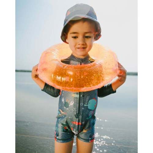 Baby And Toddler One-Piece Long Sleeve Rashguard, Blue Printed Marine Animals - Deux par Deux | Maisonette