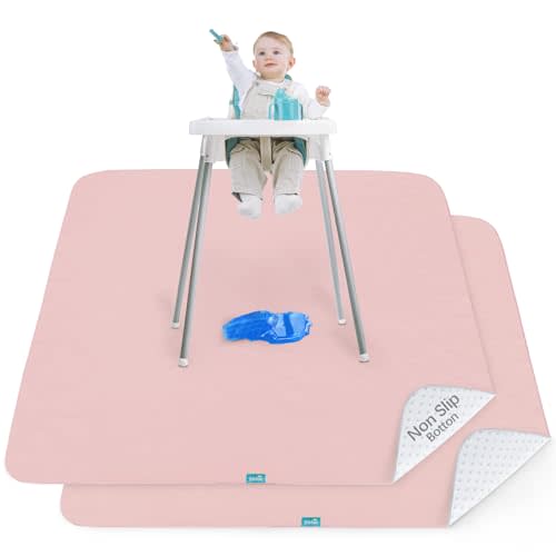 Splat Mat 2 Pack for Under High Chair & Arts & Crafts & Eating Mess, Waterproof 42''×46'' Baby Playtime Anti-Slip High Chair Mat for Floor or Table, Reusable & Portable Splash Mat for Under High Chair