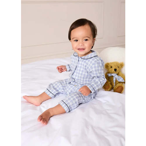 Wilfred Check Long Sleeve All In One Pyjamas in Blue (6mths-3yrs)
