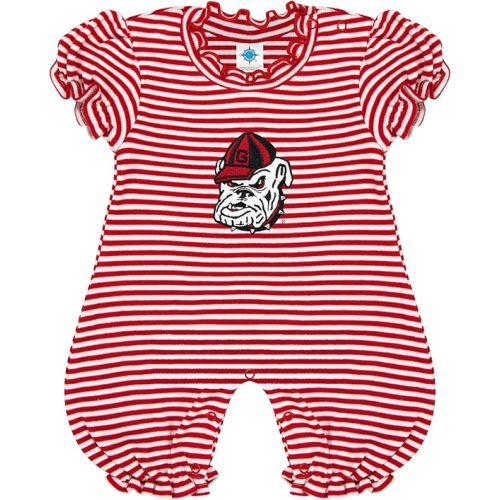 Creative Knitwear College Baby Striped Puff Sleeve Romper - Team Logo, Many Colors, for Girls (Newborn-12 Months)