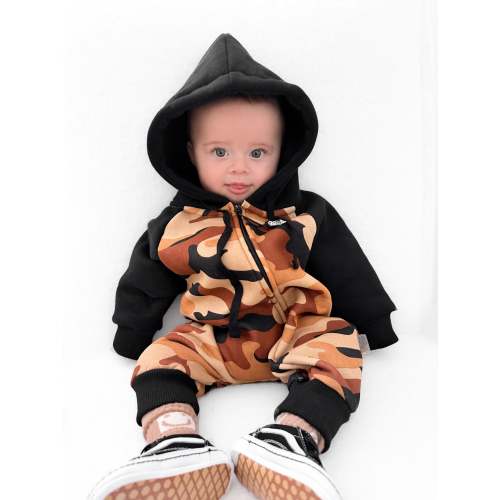Hooded Fleece Romper in Ranger