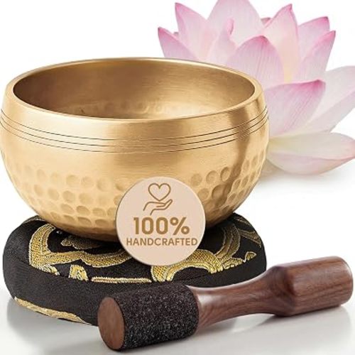 Tibetan Singing Bowl Set – Easy to Play & Beginner Friendly Meditation Bowl with Cushion & Mallet | Stress Relief & Mindfulness | Gift-Ready