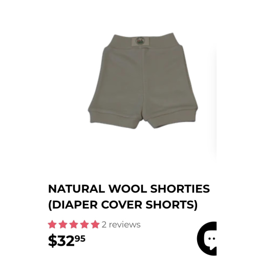 Small Natural Wool Shorties (Diaper Cover Shorts)