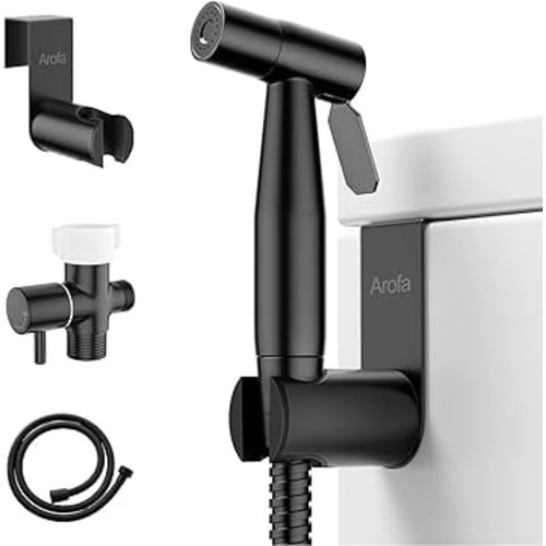 Arofa Black Bidet Sprayer for Toilet, Handheld Jet Sprayer Adjustable Water Pressure Muslim Shower with Bidet Hose, Bidets Faucet for Existing Toilets Cloth Diaper Spray for Baby/Feminine Wash