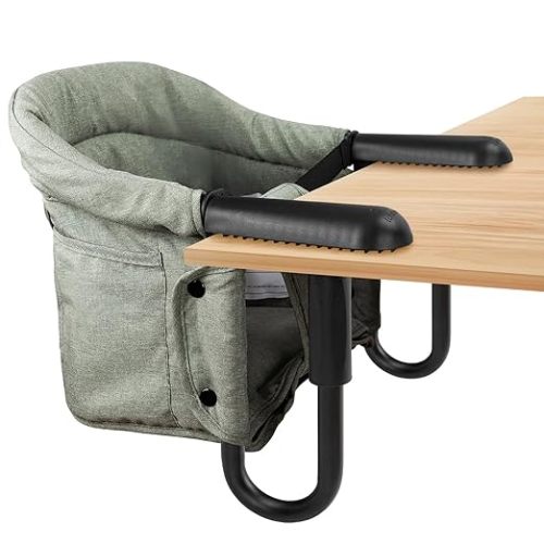 Hook On High Chair - Portable & Foldable for Babies 6-36 Months, Family & Travel Use with Carry Bag(Sage Green)