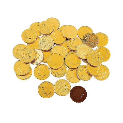 Fun Express 1-Pound Bag of Gold Chocolate Coin Candy - Approx. 60 Pieces