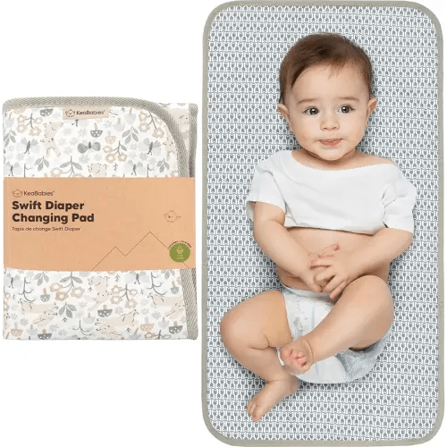 KeaBabies Portable Diaper Changing Pad, Easy Wipe Clean - Foldable Waterproof Baby Changing Mat for Diaper Bag, Compact, Lightweight, 25x13 Newborn, Infant, Baby Changer Travel Essential (Prairie)