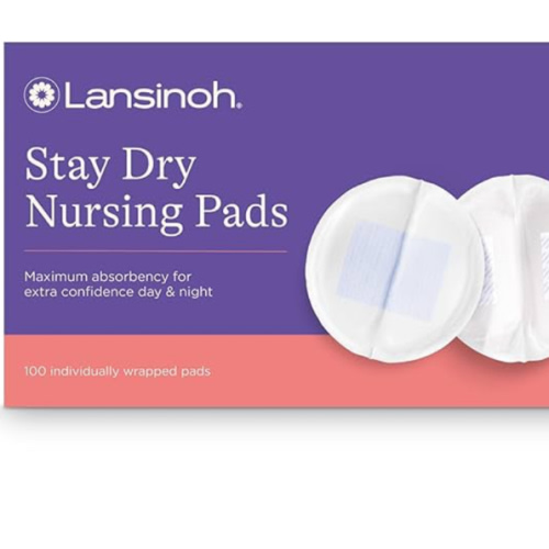 Lansinoh Stay Dry Disposable Nursing Pads, Soft and Super Absorbent Breast Pads, Breastfeeding Essentials for Moms, 100 Count