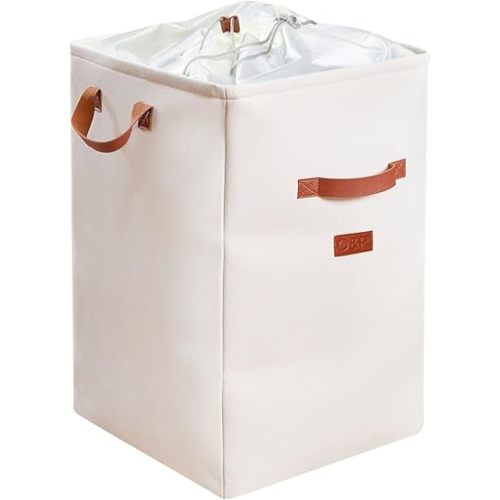 Laundry Basket- 70L Large Laundry Hamper, Cotton Collapsible Laundry Bag Baskets, Hamper with Lid, Cotton Rope Laundry Hamper, Decorative Storage Basket for Blankets, Hamper for Bedroom (White)