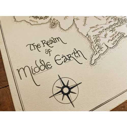 Hand-Drawn Middle Earth Map: Handmade Lord of the Rings wall art