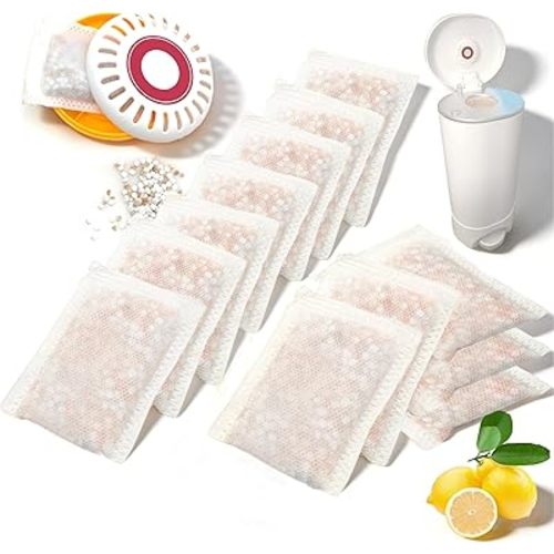 PurifyLogix Lemon-Scented Deodorizer Packs for Baby Puck Cartridge, Odor Absorber Refills Compatible with Munchkin Step and Pail Diaper Pails, 12 PCS (For 3.5" Cartridge)