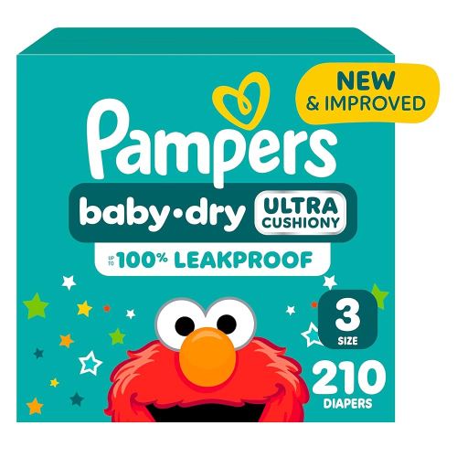 Pampers Diapers - Baby Dry - Size 3, 210 Count, Absorbent Disposable Infant Diaper (Packaging May Vary)