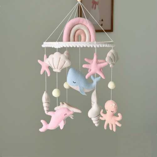 Handmade Pastel Felt Ocean Baby Mobile, Sea Nursery Decor