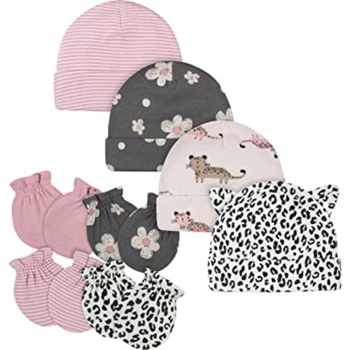 Gerber Baby Girls' 8-Piece and 9-Piece Cap and Mitten Sets