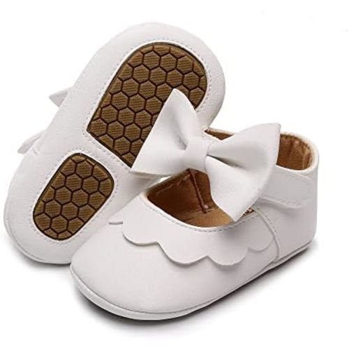 HONGTEYA Infant Baby Girls Mary Jane Flats Non Slip for Toddler First Walkers Soft Sole PU Leather Crib Shoes Sneaker Wedding Party Christmas Princess Dress Shoes Baby Moccasins Girls