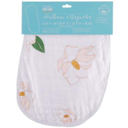 Little Hometown 2-in-1 Burp Cloth and Bib: Magnolia