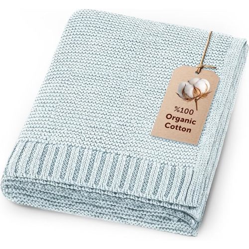 Organic Baby Blanket – 100% Organic Cotton | Ultra-Soft Breathable Newborn Receiving Blanket | Hypoallergenic, Chemical-Free | Unisex Baby Gift | 30x40 Inches (Baby Blue)