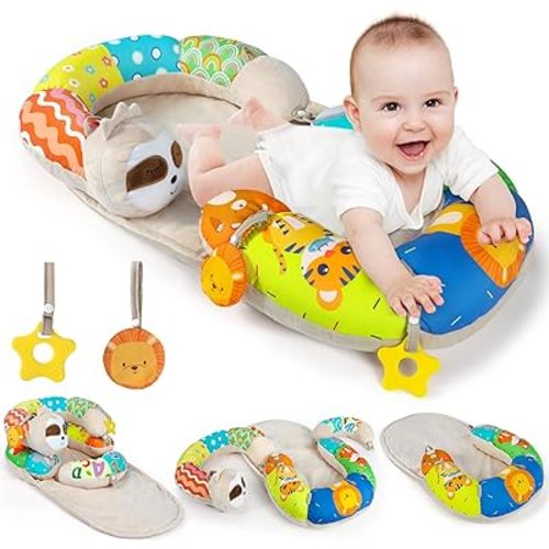 URMYWO Tummy Time Activity Mat - Cozy Tummy Time Mat for Newborn 0-12 Months, Breathable Soft Infant Baby Sit Me Up Floor Seat Early Sensory Development Play Toys Baby Registry Research Shower Gifts