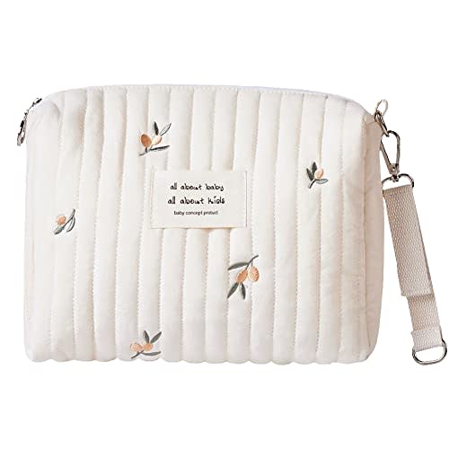 Lushandy Baby Small Diaper Bag Mini Stroller Storage Bag Quilted Cotton Cute Organizer Pouch Kawaii Mommy Bag with Stroller Hooks