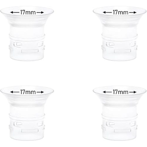 4pcs Flange Insert 17mm Compatible with eufy S1 Pro/S1/E10/E20 Wearable Breast Pump, Replace for eufy Breast Pump Sizing Insert, Fit for Breast Pump Replacement Parts