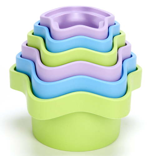 Green Toys: My First Stacking Cups - 6pc Color & Shape Identification, Bath & Water Toy, Indoor/Outdoor, Recycled Plastic, Kids-Toddlers-Baby Age 6mo+