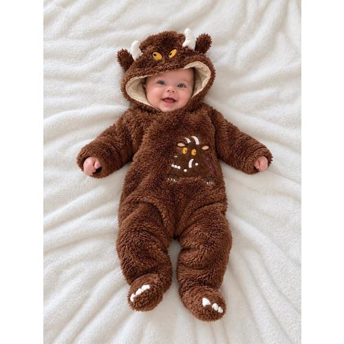 The Gruffalo Baby Jumpsuit • Size 3-6 Months 62/68cm • Brown Plush Hooded • Gruffalo Warm Baby Costume • Baby Fall Romper • Baby Halloween