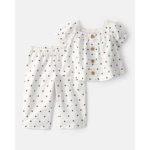 Baby Girl 2-Piece Polka Dot Short-Sleeve Tee & Pant Set - White | Carter's