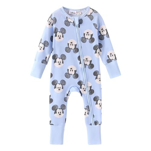 Disney Princess Ariel Belle Moana Mickey Minnie Baby Organic Cotton Footie Zipper Pajamas Newborn Infant Romper