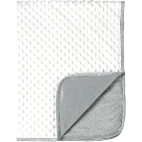 CREVENT Minky Baby Blanket for Girls Boys, Soft Plush Receiving Blanket for Newborns - 30x40 Inches (Grey + White)