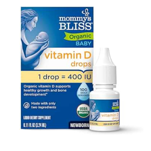 Mommy’s Bliss Organic Vitamin D Drops - Infants and Newborns - Supports Growth and Bone Development - Easy Use - 400 IU Per Drop - 100 Daily Servings