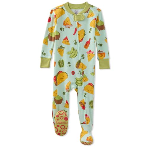 Cruz Snug-fit Footed Baby Pajamas 100% Organic Cotton Zip Front Sleeper Pjs W/Grippers for Baby Boys