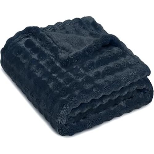 Fleece Baby Blanket for Girls Boys, Soft Cozy Cute Infant Toddler Receiving Blankets for Bedding Crib Stroller, Baby Shower Birthday Newborn Gifts, Dark Blue 30" x 40"