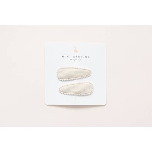 Set of 2 BEIGE CORDUROY fabric snap clip: baby girl hair clips, girl neutral hair accessory, toddler hair clip