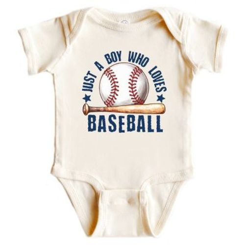 The Juniper Shop Just A Boy Who Loves Baseball Baby Short Sleeve Bodysuit