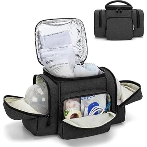 BAFASO Wearable Breast Pump Bag Compatible with Elvie or Momcozy S12 Pro, Tote for Pump and Extra Parts (Patent Pending), Black
