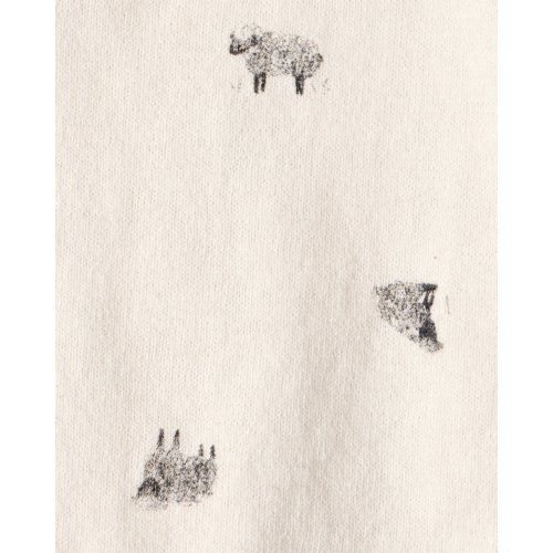 Baby Boy Sheep Print Cotton Long-Sleeve Tee & Pant Set - Ivory