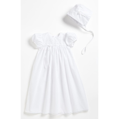 Embroidered Christening Gown & Bonnet, 6M