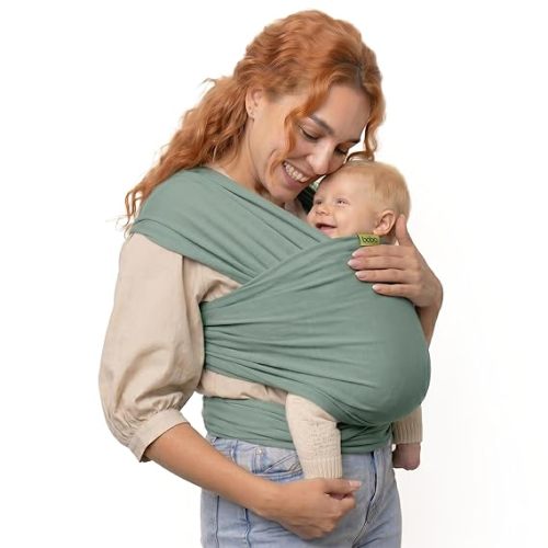Boba Baby Wrap Carrier – Original Baby Sling Carrier for Newborns (7–35 lbs), Soft, Secure, Hands-Free & Ergonomic, Ideal for Comfortable Bonding, New Parents (Sage Green)