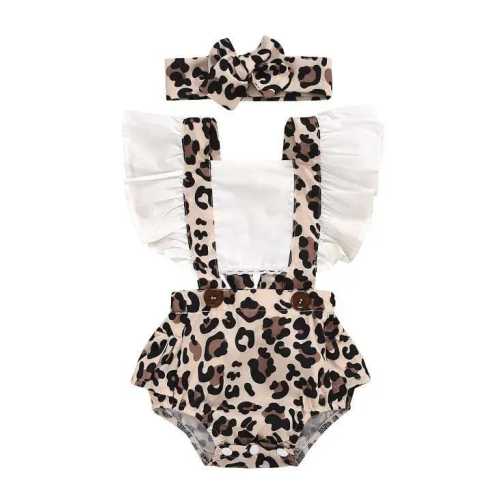 Leopard Print Romper & Headband (0-24M)