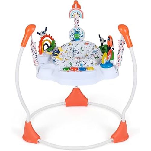 BABY JOY Baby Activity Center, Baby Jumpers and Bouncers with Music, Lights, 360° Rotating Seat, 3 Adjustable Heights, Montessori-Inspired Activity Center for Baby 6 Months + (Orange)