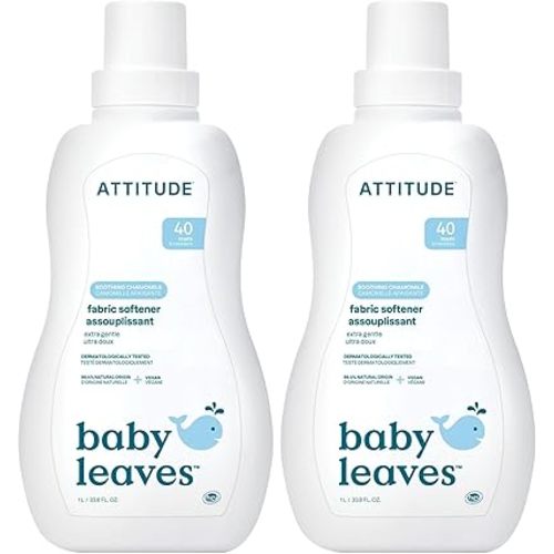 ATTITUDE Baby Fabric Softener, Plant and Mineral-Based Ingredients, HE Compatible, Vegan and Cruelty-free Laundry and Household Products, Soothing Chamomile, 40 Loads, 33.8 Fl Oz (Pack of 2)