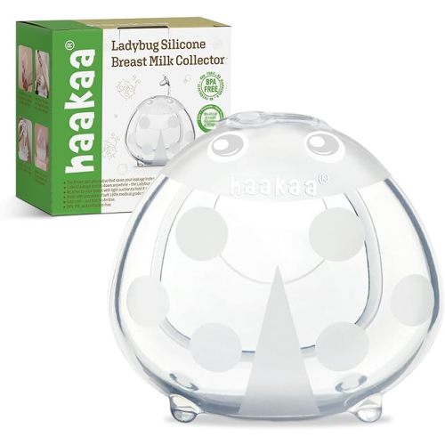 Haakaa Ladybug Milk Collector, Breast Shells Nursing Cup, Silicone Breast Milk Collector, Milk Savers for Breastfeeding, Nipple Shells Protect Sore Nipples Extra-Soft and Reusable (1 Pack, 40ml)