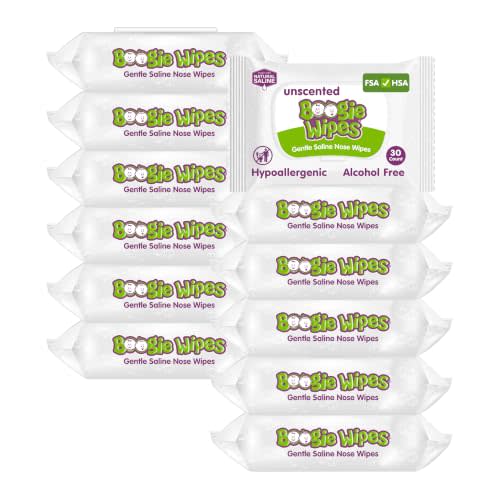 Boogie Saline Nose Wipes for Babies & Kids - 360 Count - Unscented | Fragrance Free - Hypoallergenic - Made with Aloe and Natural Saline, Chamomile & Vitamin E - Diaper Bag Essential