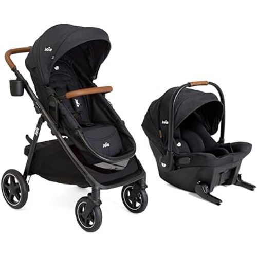 Joie Baby, Ginger LX 4-in1 Stroller + Joie Baby Mint Latch Car Seat (Shale Dark)